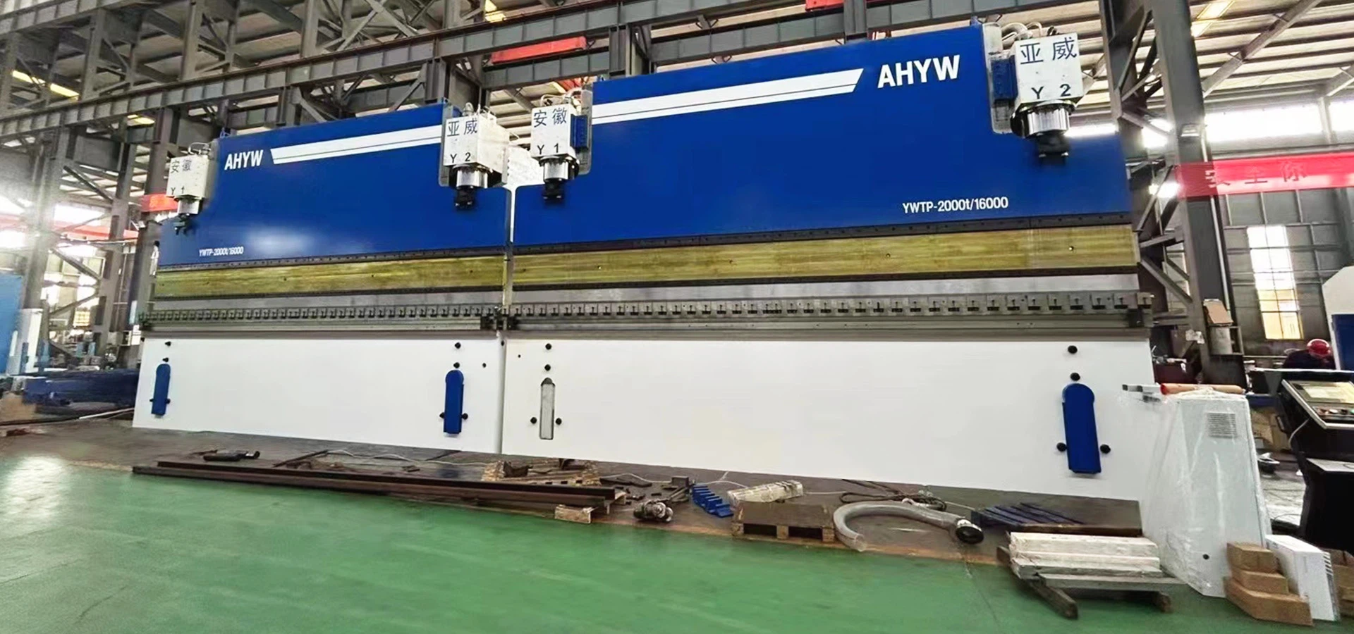 China Yawei AHYW 2000T16M Large 5 axis CNC Tandem Press Brake DELEM DA66T